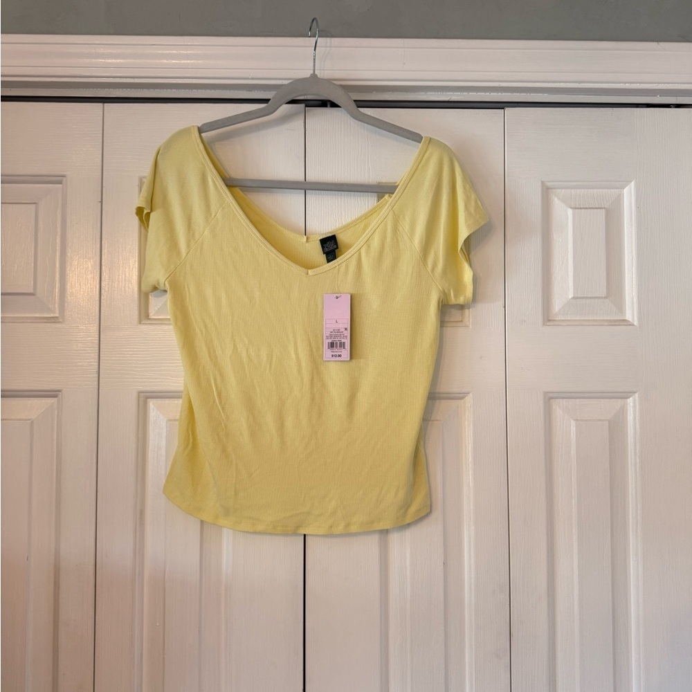 Wild Fable Ribbed Tee — Soft Yellow (NWT) - Picture 3 of 4